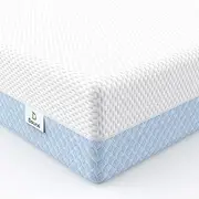 Dourxi Crib Mattress, Dual Sided Comfort Memory Foam Toddler Bed Mattress, Triple-Layer Breathable Premium Baby Mattress for Infant and Toddler w/Removable Outer Cover - White&Blue