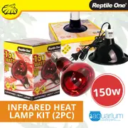 Reptile One Infrared Heat Lamp Kit w/ Ceramic Dome Reflector 150W (2pc)
