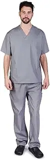 [Natural Uniforms] Men's Scrub Set Medical Scrub Top and Pants 5XL Grey