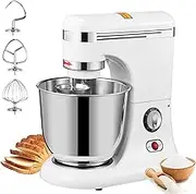 7 L Household Food Mixers Baking, Cake Mixer with Bowl - Noodle Hook, 320 W Impeller and Egg Cage, Stylish Kitchen Stainless Steel Mixer, Large Electric Whisk for Baking, Kitchen, Home
