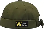 Mens Brimless Hats Unisex Letter Label Patch Brimless Adjustable Hip Hop Landlord Cap Adjustable Docker Cap(Green)