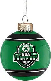 Celtics 2024 NBA Champions Basketball Glass Ball Christmas Tree Ornament-2 5/8"-2 Sides-Celtic Green & Black