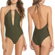 Ted Baker Halter One-piece Swimsuit In Khaki (Size 2/S)