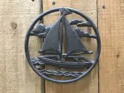 Cast Iron, Rust Colored Sailboat Trivet (184-0866)