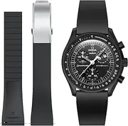 [REBANDACE] Straps for Omega Swatch Watch,Fluororubber Strap Compatible with Omega x Swatch Moonswatch 20mm Watch,Quick Release Waterproof Replacement Strap for Swatch Omega Men Women