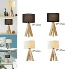 Cute Simple Bedside Table Lamps, Wooden Tripod E27 Nightstand Lamp for Living