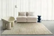Thetis Textured Geometric Beige Washable Rug