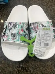Crocs Classic Tie Dye Graphic Slide Sandals Men's 9 womens 11 White/Multi 206520