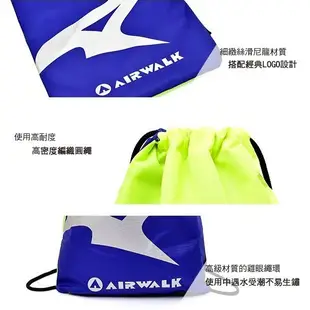 【美國 AIRWALK】經典美式塗鴉雙面束口後背包(藍/螢光黃雙面)