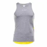 Zoot Running Triathlon Surfside Singlet Tank Top Shirt GRAY YELLOW MENS XL Light