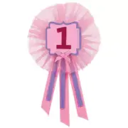 Baby Girl Pink 1st Birthday Award Ribbon Badge Party Supplies