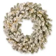 National Tree Co 30 in. Snowy Sheffield Spruce LED Artificial Christmas Wreath