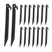 16Pcs Tent Stakes Plastic 8.8 Inch Camping Ground Pegs with Hook Black