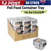 Foil Containers w Lid 14.5x12cm Oven Baking Trays Pan Food BBQ Takeaway Small