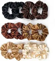 12 Pcs Satin Silk Hair Scrunchies,Satin Silk Hair Ties, Ties for Hair Sleep,Big Scrunchy Ponytail Holder with Elastic Hair Bands for Girls Thick Thin Curly Hair