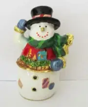 Snowman Jeweled Trinket Box Hinged Jewelry Box w/Gift Box - Christmas Decor