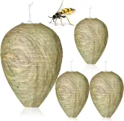 4 Pack Wasp Nest Decoy, Hanging Fake Wasp Nest Hornet Repellent Trap, Effecti...
