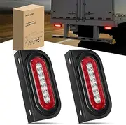 Nilight 6Inch Oval Trailer Tail Light 2PCS Red Brake Stop Turn White Reverse Back Up Lights with Flush Mount Grommets Plugs Mounting Brackets for RV Truck Luggage Rack