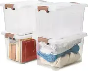 16.9 Quart Plastic Storage Container Bin with Lid, Clear Stackable Tote Storage