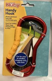 Nuby Large Handy Hook Carabiner Stroller Clip with Textured Soft Grip, Colors
