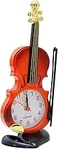 Luxshiny Violin Shape Desktop Clock Creative Simulation Alarm Clock Digital Clocks for Home Office Decoration Unique Present for Music Lovers Red Brown
