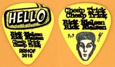 Cheap Trick Rick Nielsen YELLOW HELLO Guitar Pick - 2016 Rock & Roll HOF Tour