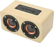 XUMIUZIY Wood Retro Wireless Speaker, HD Sound and Bass, Built in Mic, Supports Memory Card USB AUX MP3, Portable for Home, Office, Travel (Yellow Wood Grain (Export))