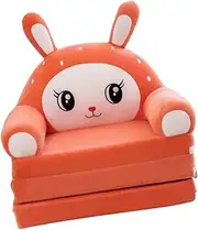 B Baosity Kids Foldable Sofa Bed,Toddler Couch Comfortable Home Furniture Soft Fold Out Sofa Chair Armchair for School Sitting Children, Orange