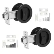 2Pcs Round Recessed Door Lock with Color Coded Indicators 2 3/8" Backset Black