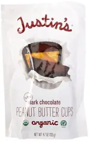Justins Peanut Butter Cups Organic Dark Chocolate Mini 4.7 oz Pack Of 1