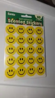 Vintage EUREKA Scented Smiles Scratch & Sniff Stickers 4 Sheets New Pack 2003