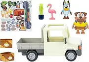 Bluey Tradies Ute Playset – Includes Bluey & Sparky Figures, 4 Accessories, Customizable Stickers – Fun Vehicle Toy for Toddlers & Preschoolers, Bluey TV Show Merchandise