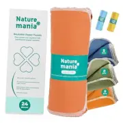 Value Pack of 24 Reusable Paper Towels - Paperless Paper Towels 24 Count Orange