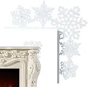 Christmas Door Frame Decorations, Wooden Snowflake Door Topper Decorations, Funny Holiday Door Corner Sign, Merry Christmas Angle Door Frame Holiday Decorations For Shelf, Window, Home Furniture