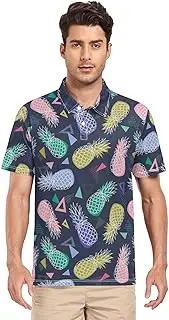 [ZZXXB] Watercolor Pineapple Geometry Men's Polo Shirts Short Sleeve Quick Dry Athletic Outdoor Sports Golf Shirts S-XXL