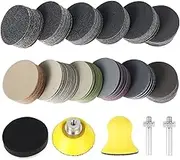 185Pcs 2Inch Sanding Discs, Assorted 60-10000 Grit Wet/Dry Hook & Loop Sandpaper with 1/4" Shank Sanding Pads and Foam Buffering Pad for Drill Grinder Rotary Tools