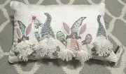 Easter Bunny Gnome Sequin Beaded Pillow 22 x 15 Easter Decor, Easter Gnome Decor