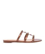 Rockstud Flat Metallic Nappa Slide Sandal 34,35,36,37,38,39,37.5,38.5,39.5,40.5,41.5,40,36.5,41,42,35.5,34.5 Brown