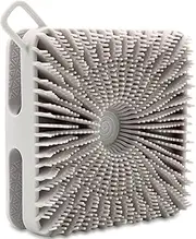 Silicone Body Scrubber, Silicone Loofah Double-Sided Body Brush,Silicone Shower Scrubber and Scalp Massager Shampoo Brush for Sensitive Kids Women Men All Kinds of Skin (1PCS Cool Gray)