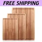 Versatile Solid Acacia Wood Cutting Board Set of 3 - Perfect for Entertaining