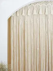 Boho Tassel Door Curtains(62*102inch), Handmade Woven Macrame Cotton Rope Curtains, Cotton Woven Wall Decoration, Hanging Tapestry for Living Room, Bedroom or Wedding Party (160*260cm/62*102inch)
