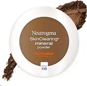 Neutrogena SkinClearing Mineral Acne-Concealing Pressed Powder Compact, Shine-Free & Oil-Absorbing Makeup with Salicylic Acid to Cover, Treat, & Prevent Breakouts, Chestnut 135,.38 oz