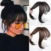 1PC Women's Girls' Wigs Natural Fringe Front Neat Straight Temple True Hair Clip Slender Straight Air Extension Bangs the Everyday Top Hair Accessory for Women