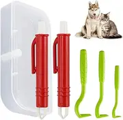 WUSJCOF Tick Tweezers Set for Dogs, Cats and People - Set of 3 Tick Hooks & Set of 2 Tick Tweezers, Safe Tick Remover for Pets and Children