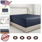 400 Thread Count California King Fitted Sheet - Indigo Dusty Blue Sateen