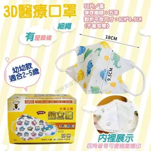 【咪咪購物】D&M 淨新科技｜醫療立體兒童口罩｜一盒50入(3D口罩 淨新立體口罩 小孩兒童口罩 幼兒口罩)