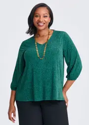 [TS] Taking Shape Monotone Linden Top Size 24 in Print - Plus Size Women's Tops & T Shirts Print