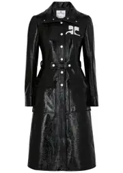 Courrèges Crinkled Vinyl Coat - Black - 12 12