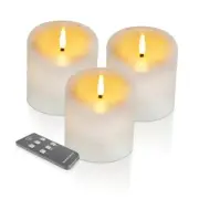 Outdoor Waterproof Flameless Candles with Timer, Remote Control D3" x H3"-Ivory