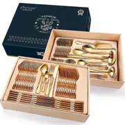 72-piece Stainless Steel Flatware Set Cutlery Tableware Set For Home Gold